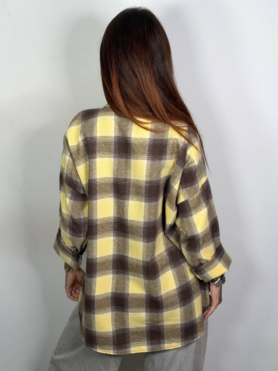Camicia Maple a quadri giallo e marrone, vista posteriore