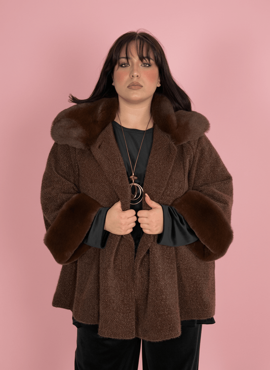 Cappotto Dettagli in Eco - Pelliccia Marrone - Abbigliamento Jessica