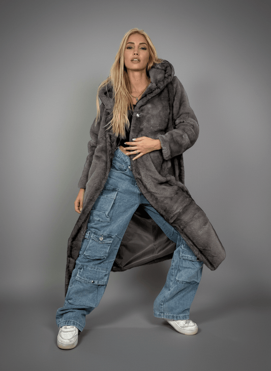 Cappotto Eco - Fur Élégance Grigio - Abbigliamento Jessica