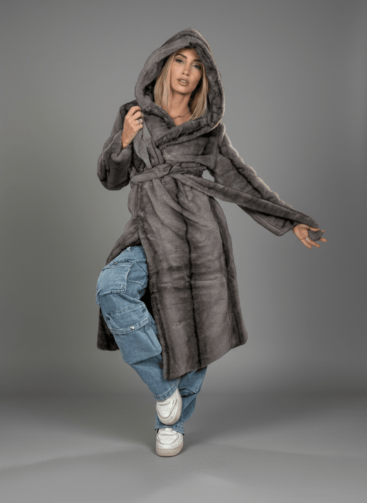Cappotto Eco - Fur Élégance Grigio - Abbigliamento Jessica
