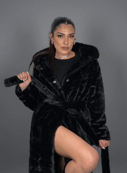 Cappotto Eco - Fur Élégance Nero - Abbigliamento Jessica