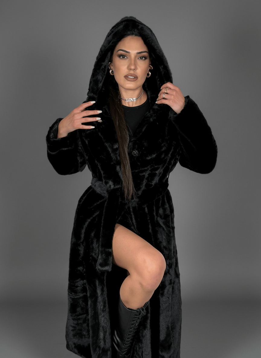 Cappotto Eco - Fur Élégance Nero - Abbigliamento Jessica