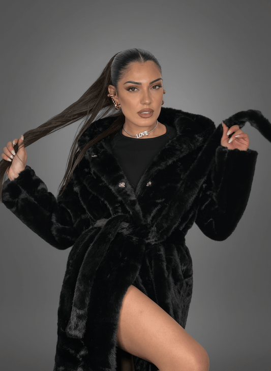 Cappotto Eco - Fur Élégance Nero - Abbigliamento Jessica