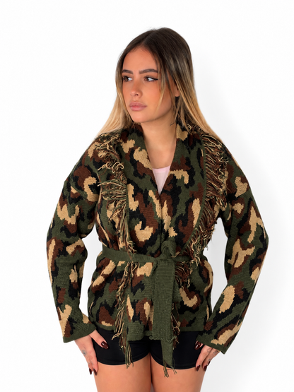 cardigan bandana crop mimetico frontale