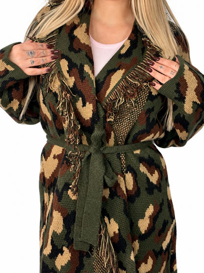 cardigan bandana mimetico dettaglio