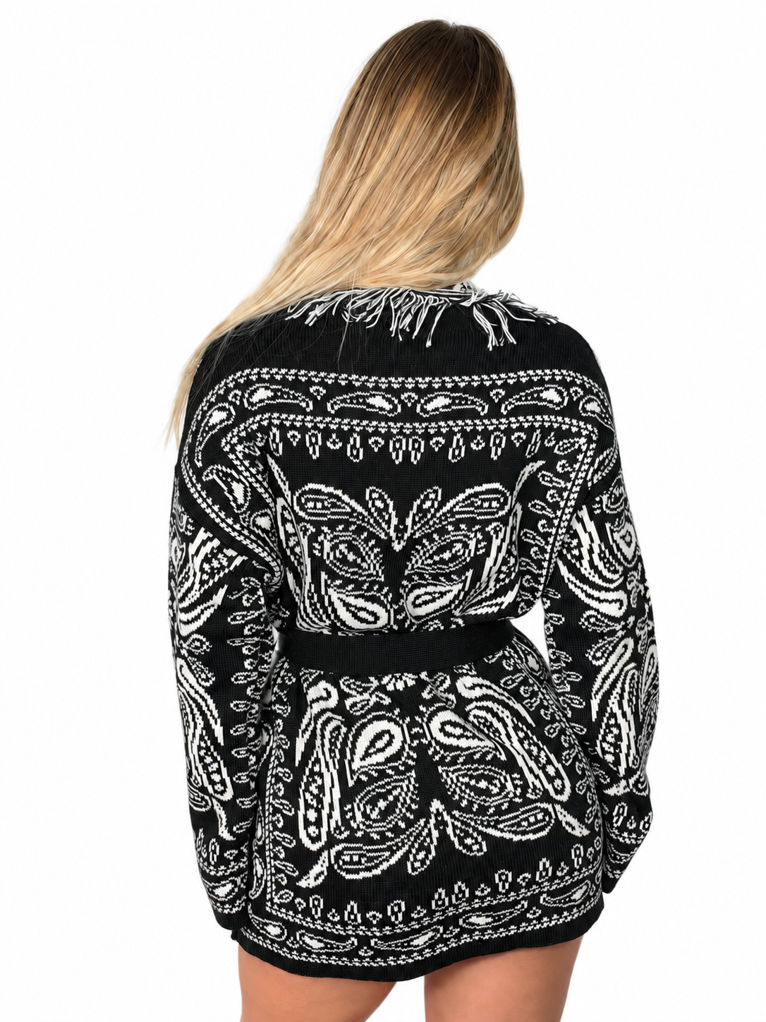cardigan bandana nero bianco retro