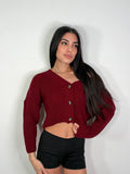 Cardigan Crop Botton Bordeaux, taglia unica