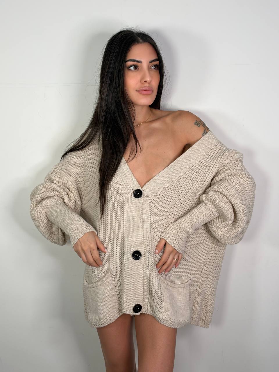 Cardigan Patti Beige, taglia unica