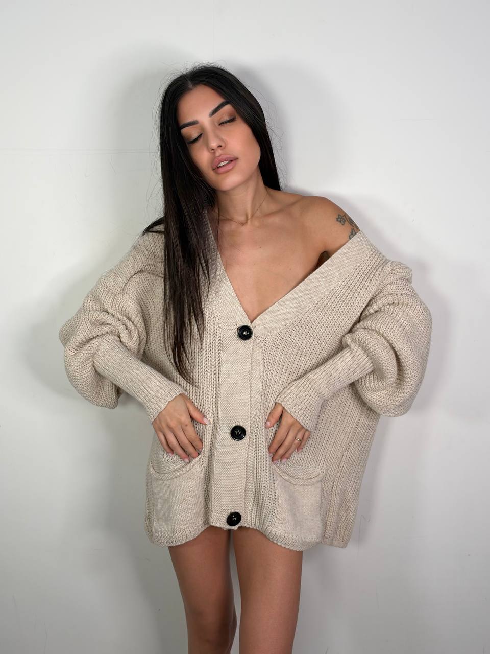 Cardigan Patti Beige, taglia unica