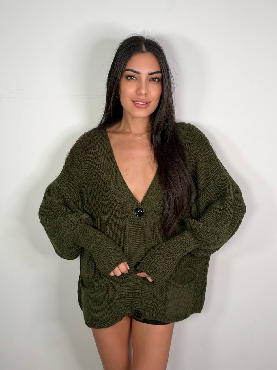 Cardigan Patti verde militare, taglia unica