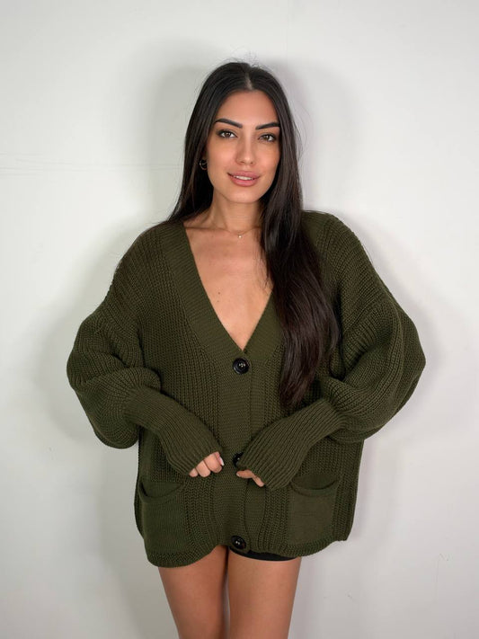 Cardigan Patti verde militare, taglia unica