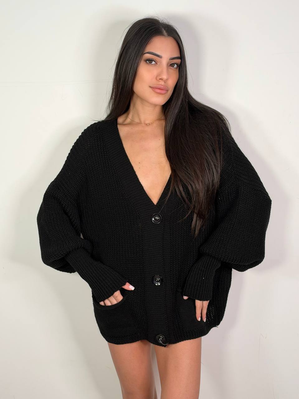 Cardigan Patti Nero, taglia unica