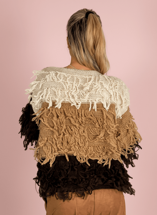 Cardigan Shaggy Marrone - Abbigliamento Jessica