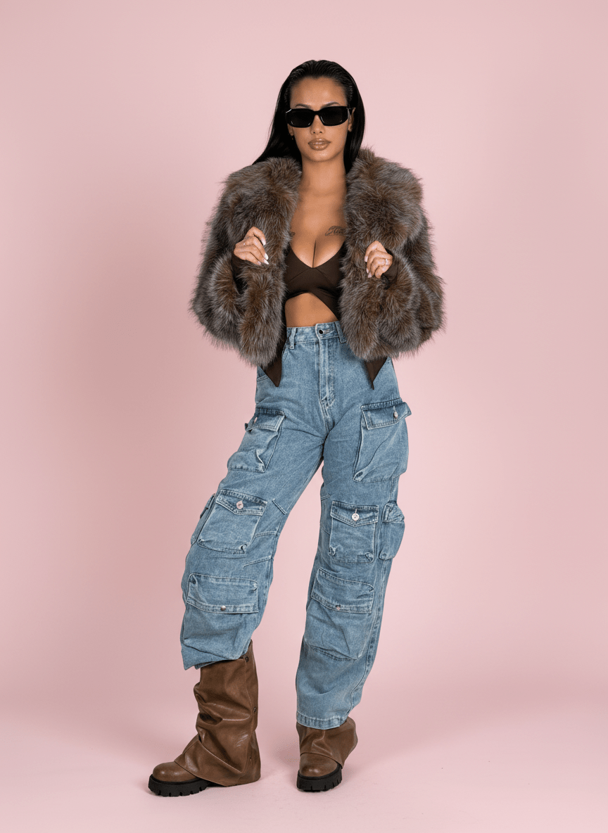 Cargo Jeans Multi - Tasche Denim Chiaro - Abbigliamento Jessica