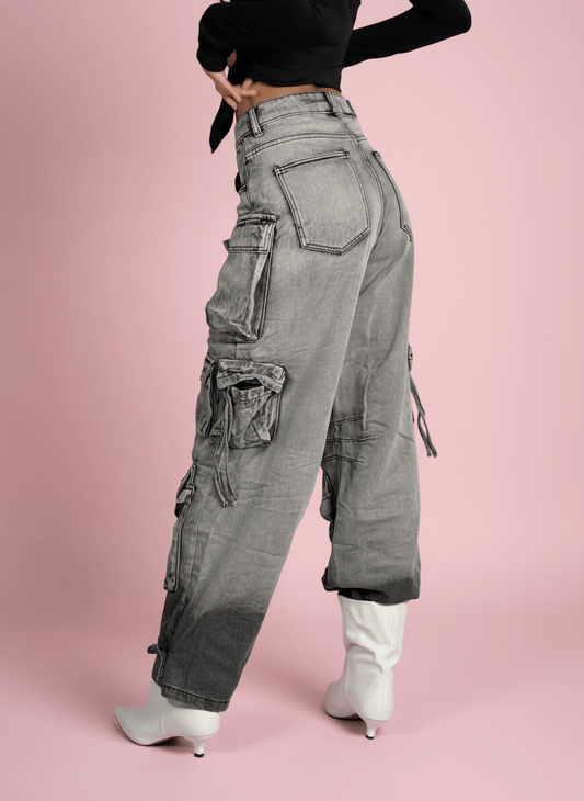 Cargo Jeans Multi - Tasche Grigio - Abbigliamento Jessica