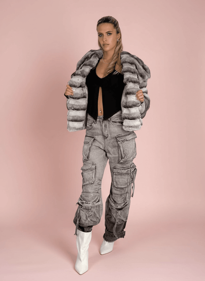 Cargo Jeans Multi - Tasche Grigio - Abbigliamento Jessica