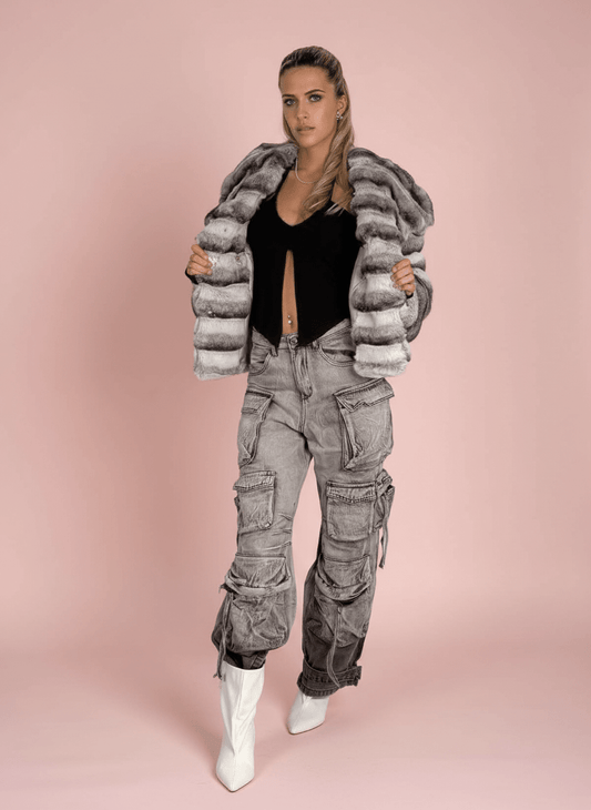 Cargo Jeans Multi - Tasche Grigio - Abbigliamento Jessica