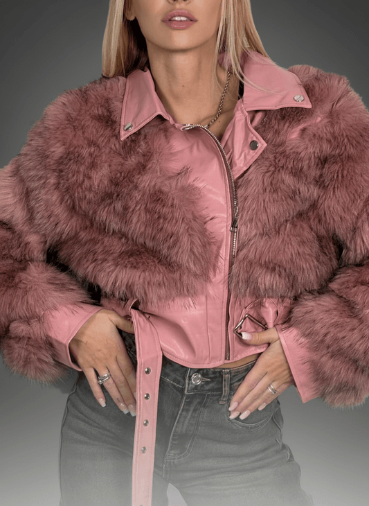 Chiodo Eco - Fur Royale Rosa - Abbigliamento Jessica