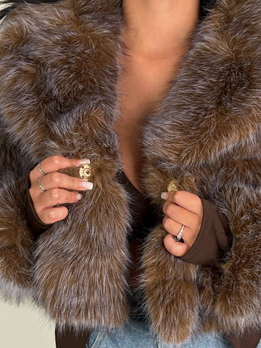 Cloudy eco - Fur Marrone Sfumature Celesti - Abbigliamento Jessica