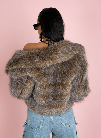Cloudy eco - Fur Marrone Sfumature Celesti - Abbigliamento Jessica