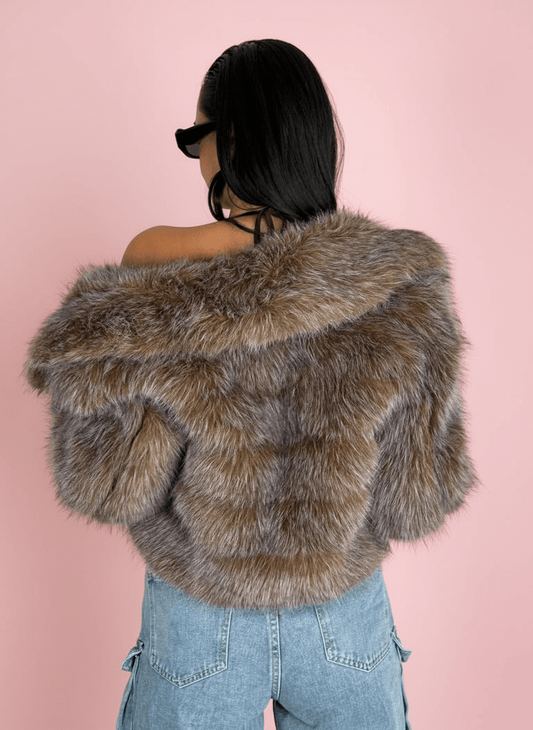 Cloudy eco - Fur Marrone Sfumature Celesti - Abbigliamento Jessica