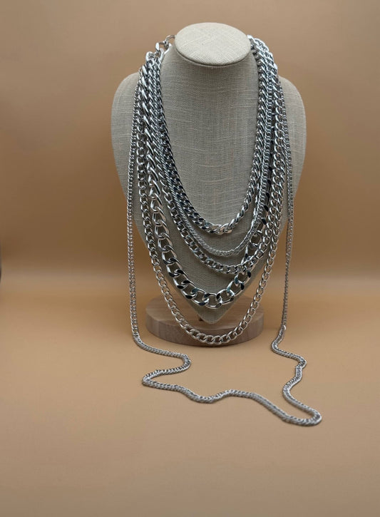 Collana Lunga A Catene Brillanti - Abbigliamento Jessica