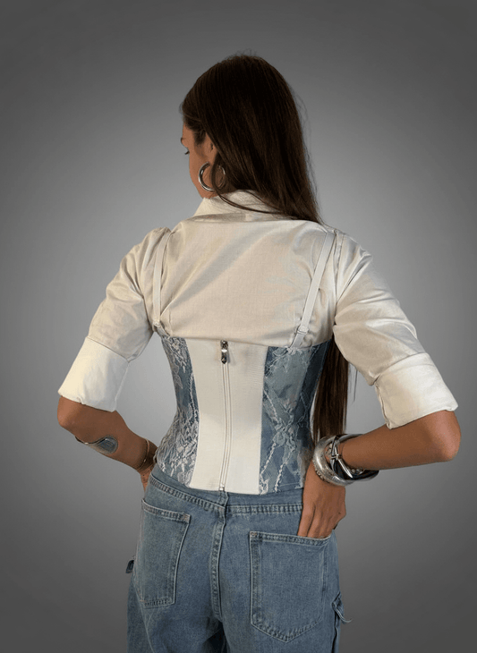 Corpetto Denim Lace Effect - Abbigliamento Jessica