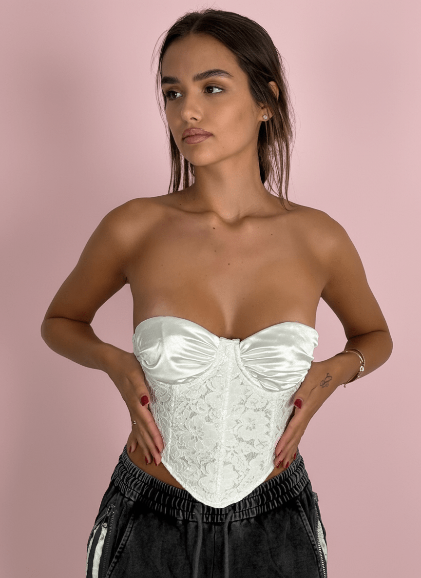 Corpetto In Raso E Pizzo - Abbigliamento Jessica