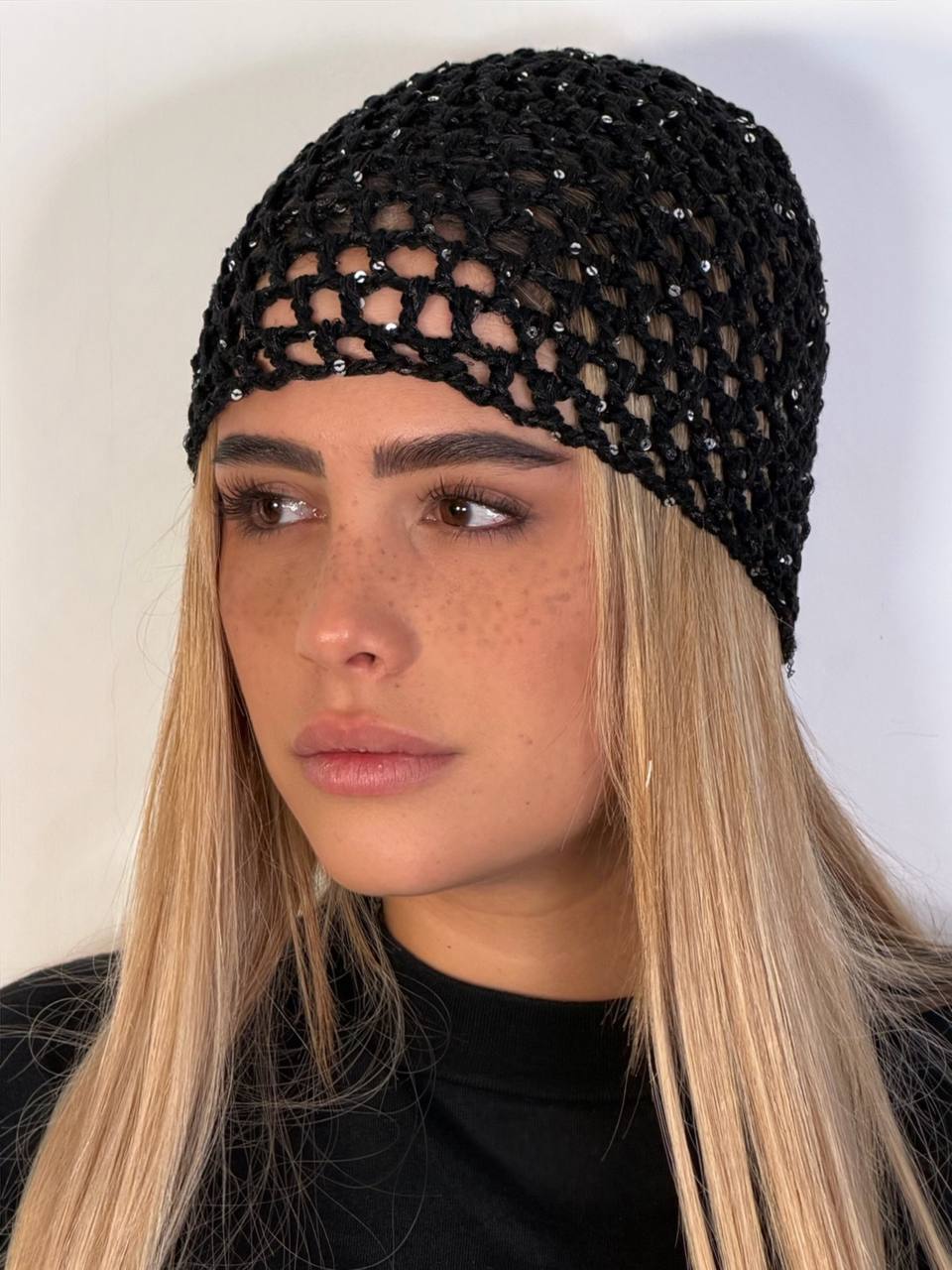 Cuffia Crochet Paillettes - Abbigliamento Jessica