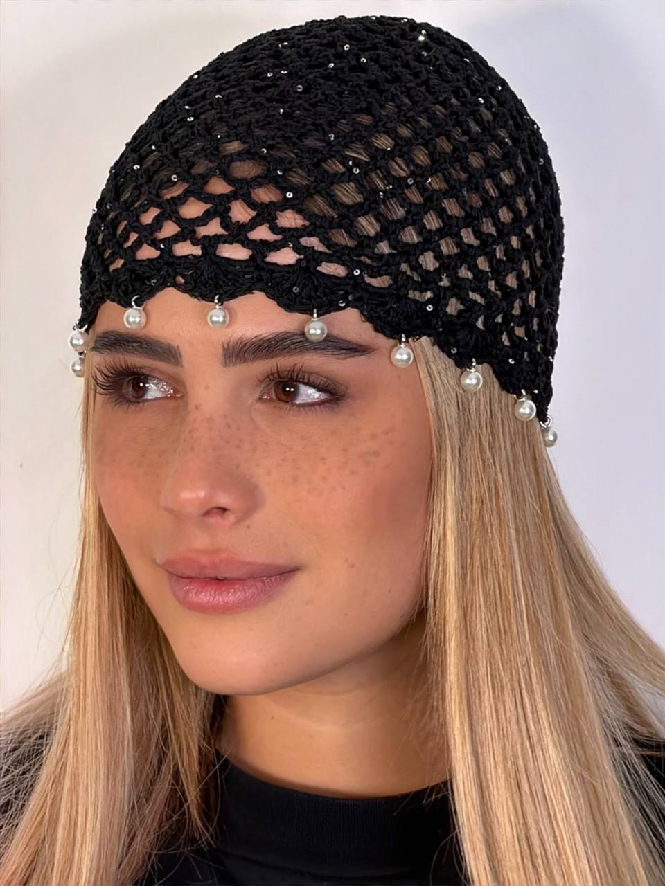 Cuffia Crochet Perle - Abbigliamento Jessica