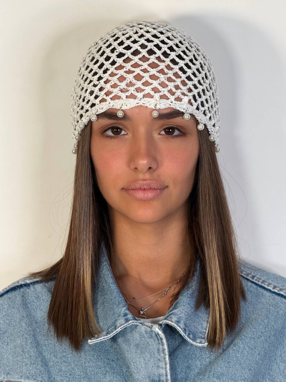 Cuffia Crochet Perle - Abbigliamento Jessica