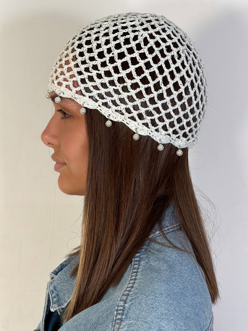 Cuffia Crochet Perle - Abbigliamento Jessica