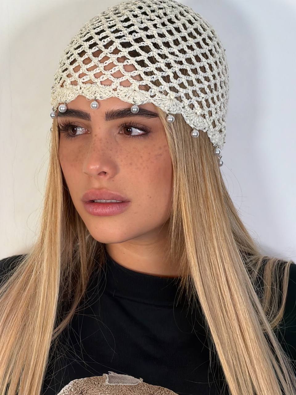 Cuffia Crochet Perle - Abbigliamento Jessica