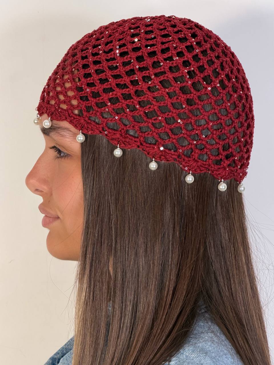Cuffia Crochet Perle - Abbigliamento Jessica