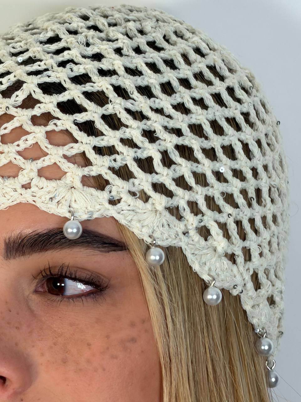 Cuffia Crochet Perle - Abbigliamento Jessica