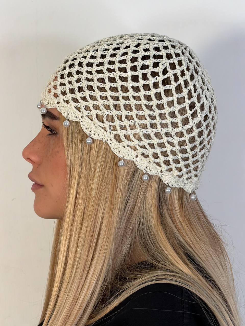 Cuffia Crochet Perle - Abbigliamento Jessica