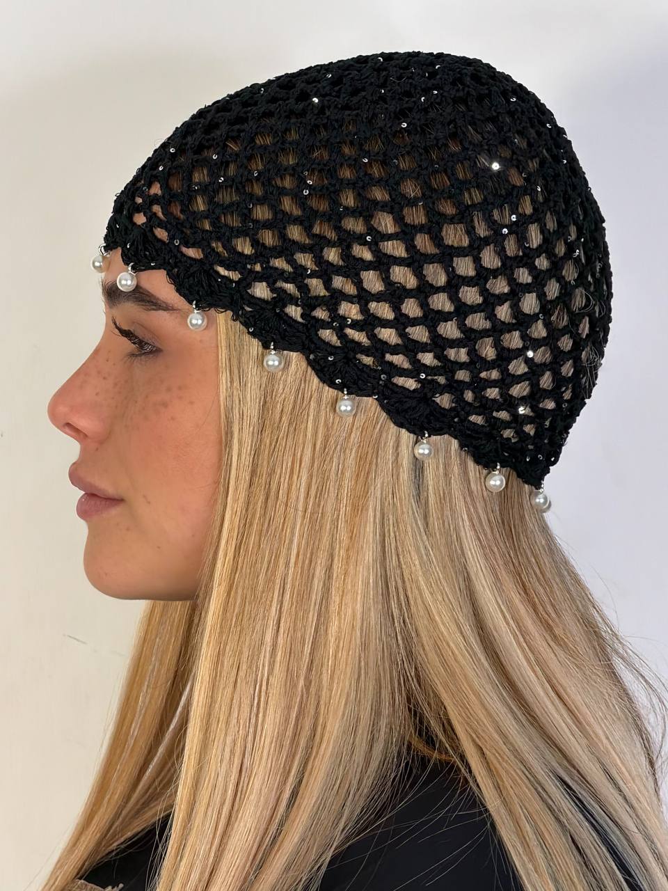 Cuffia Crochet Perle - Abbigliamento Jessica