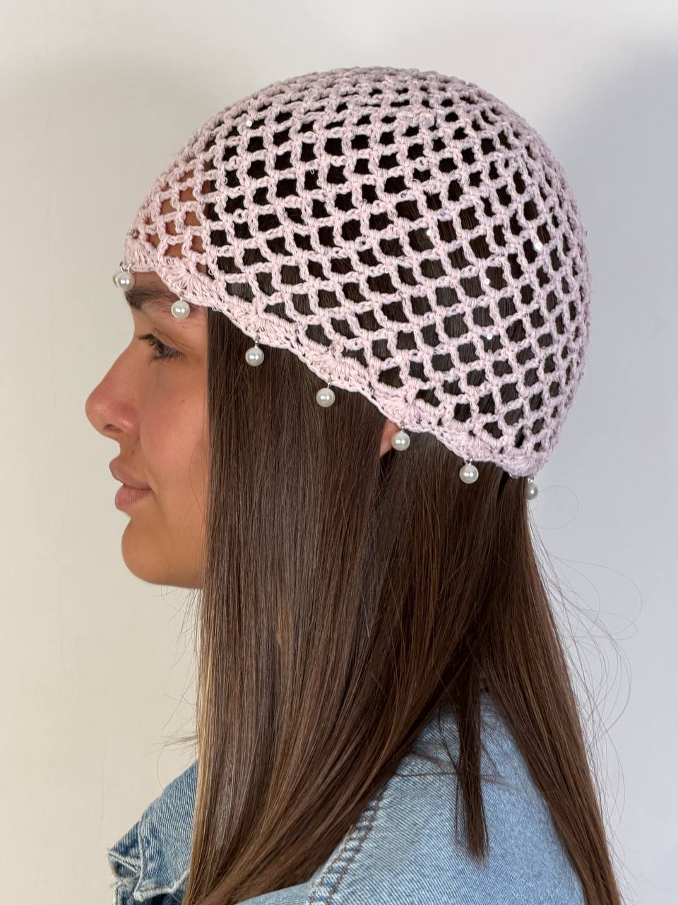 Cuffia Crochet Perle - Abbigliamento Jessica