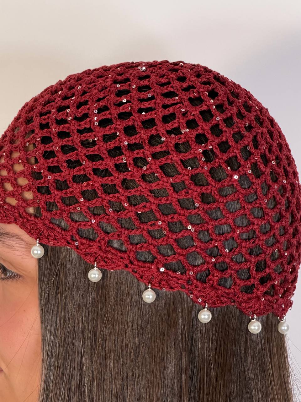 Cuffia Crochet Perle - Abbigliamento Jessica