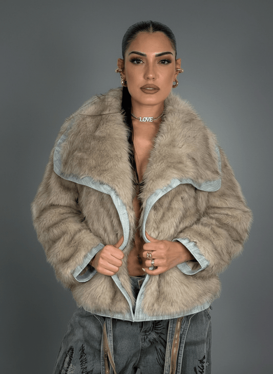 Eco - Fur Denim Luxe Beige - Abbigliamento Jessica