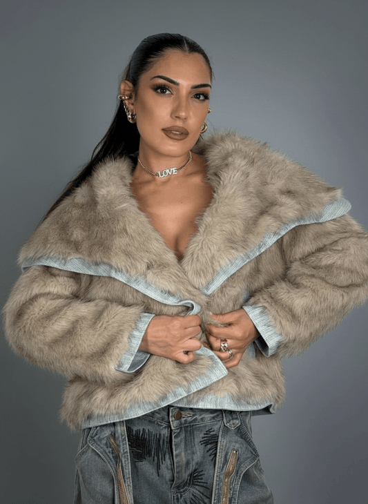 Eco - Fur Denim Luxe Beige - Abbigliamento Jessica