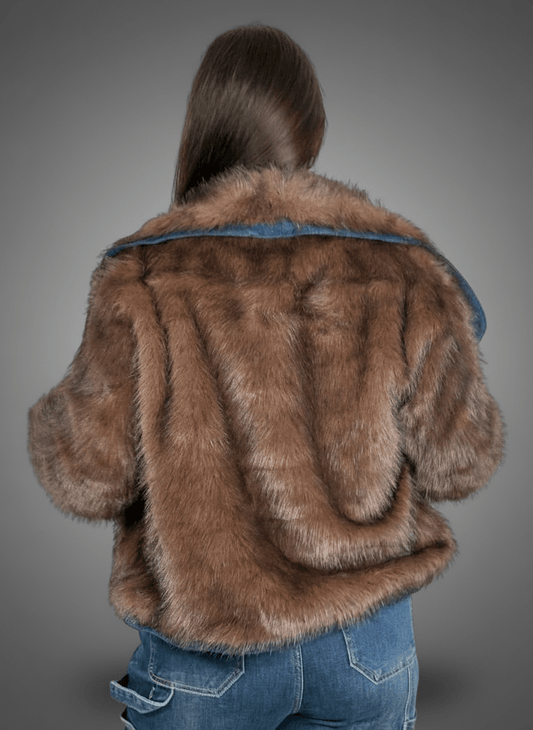 Eco - Fur Denim Luxe Brown - Abbigliamento Jessica