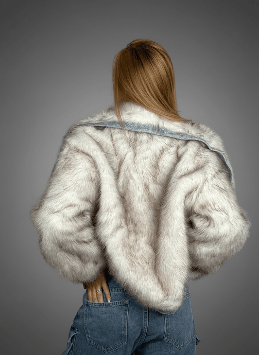 Eco - Fur Denim Luxe Panna - Abbigliamento Jessica