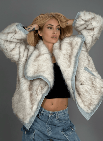 Eco - Fur Denim Luxe Panna - Abbigliamento Jessica