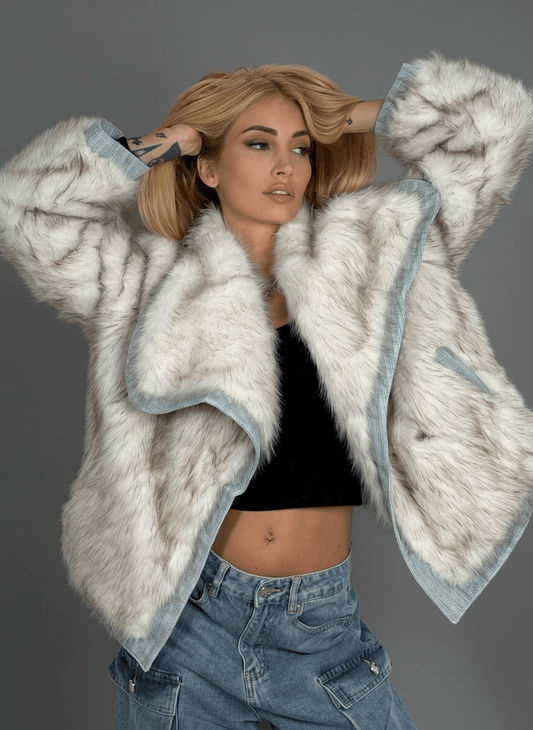 Eco - Fur Denim Luxe Panna - Abbigliamento Jessica