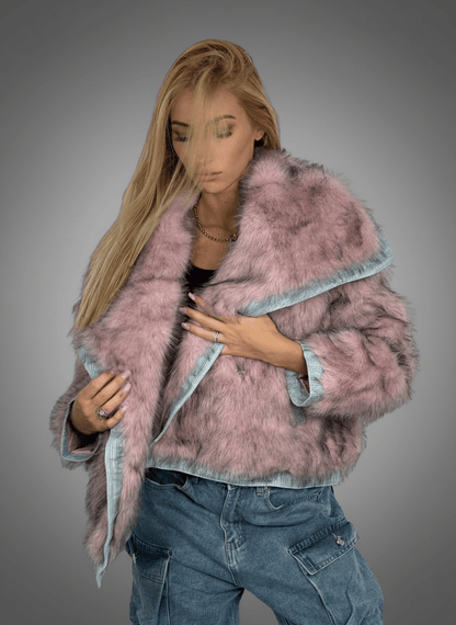 Eco - Fur Denim Luxe Rosa - Abbigliamento Jessica