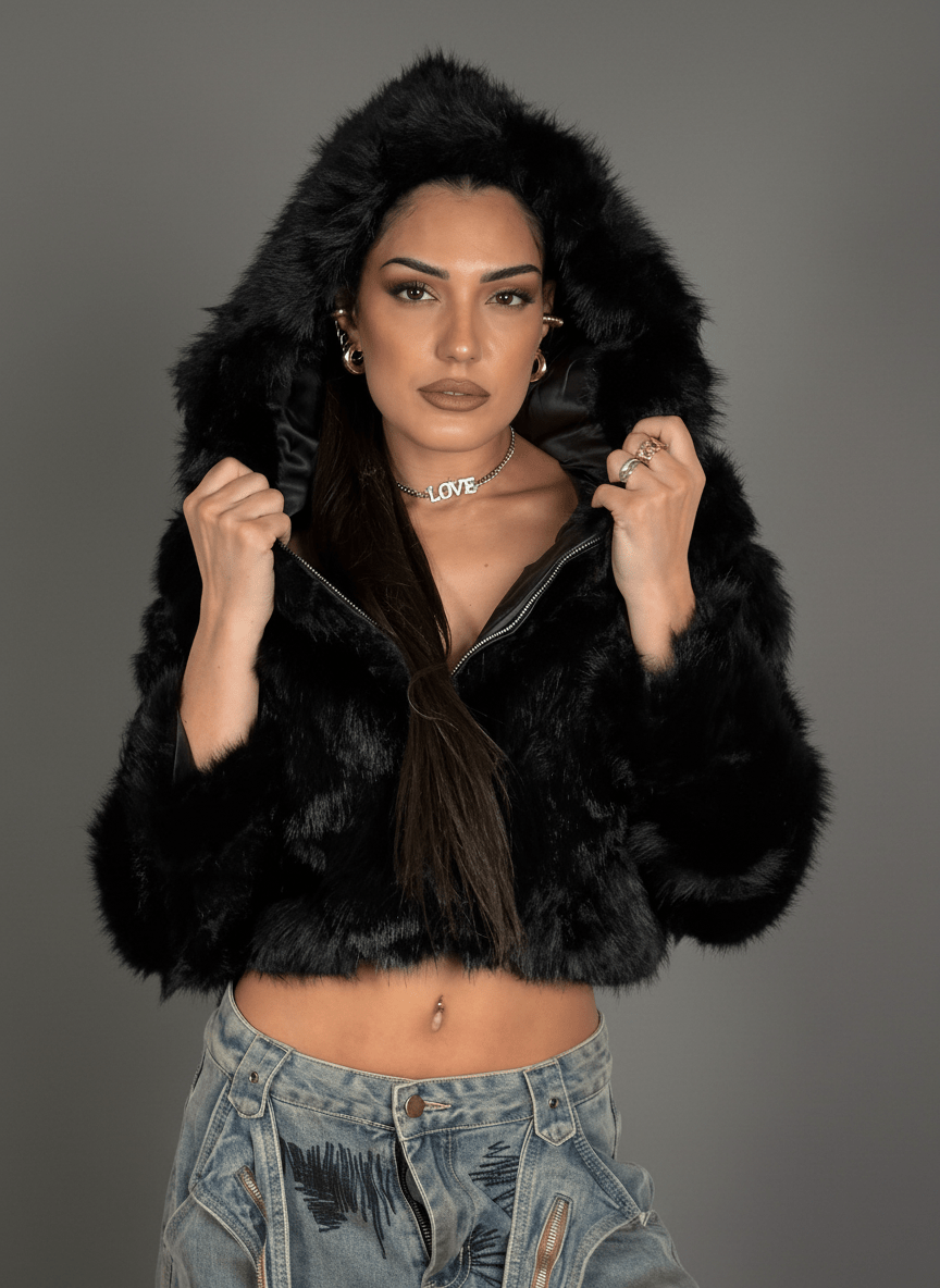 Eco - Fur Divine Nera - Abbigliamento Jessica