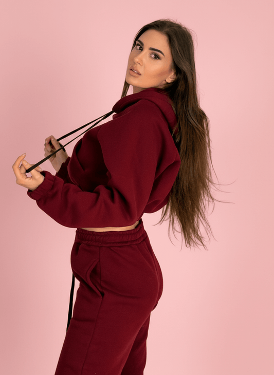 Felpa Street Crop Bordeux - Abbigliamento Jessica