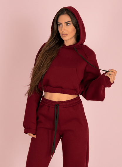 Felpa Street Crop Bordeux - Abbigliamento Jessica