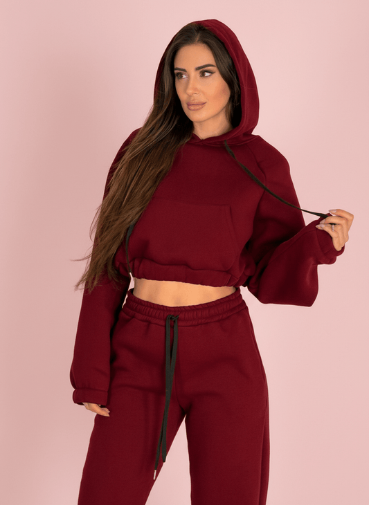 Felpa Street Crop Bordeux - Abbigliamento Jessica